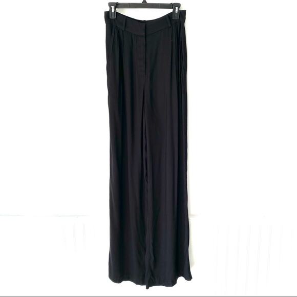 Black Halo High Rise Black Pleat Front Wide Flare Leg Dress Pants size 6